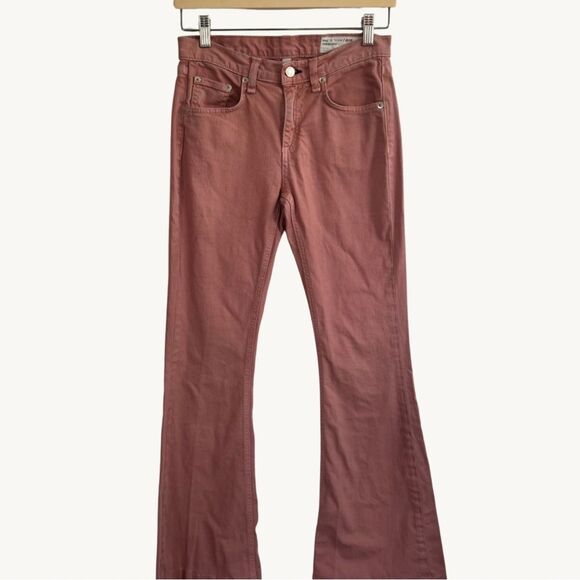 Rag & Bone Pink Flare Leg High Rise Bell Jeans Womens Size 27 - Picture 1 of 10